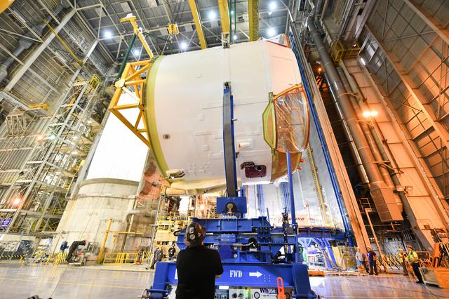 NASA image: Engine Section for NASA’s SLS Rocket Prepared for Joining to Rest of Stage